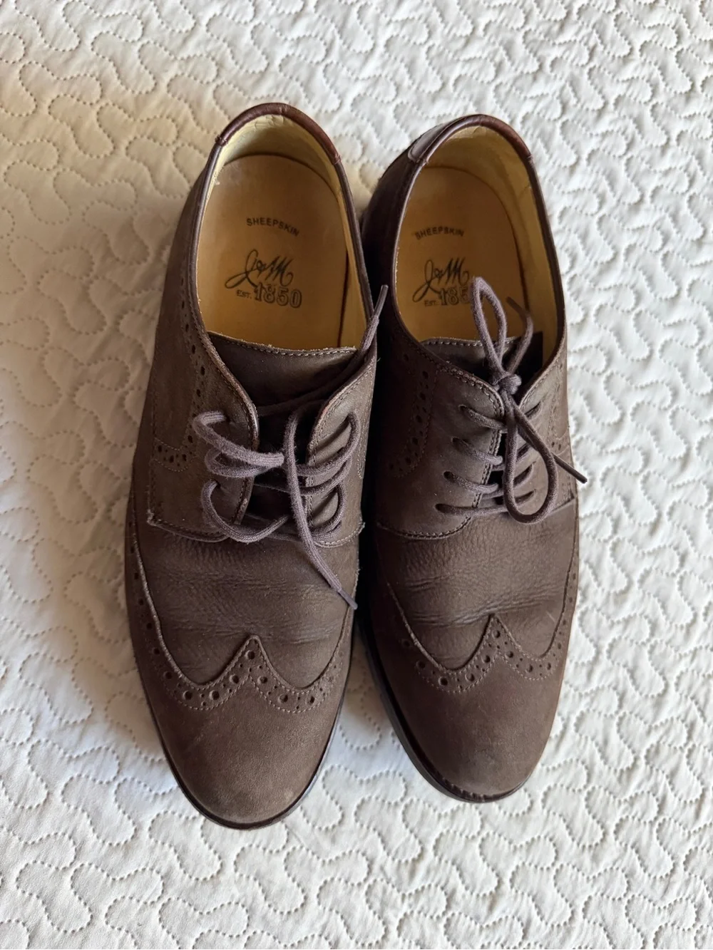 Johnston & Murphy Martell  Brown Leather Wingtop Oxford Rubber Outsole Size 9.5